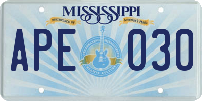 MS license plate APE030