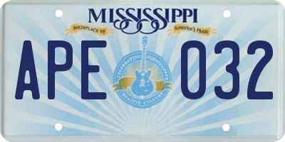 MS license plate APE032