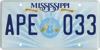 MS license plate APE033