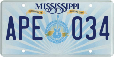 MS license plate APE034