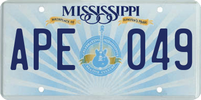 MS license plate APE049