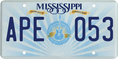 MS license plate APE053