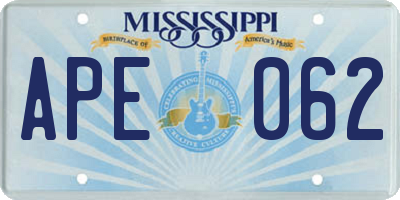 MS license plate APE062