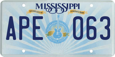 MS license plate APE063