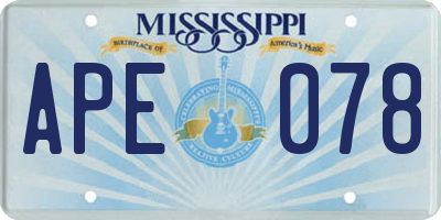MS license plate APE078