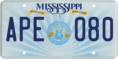 MS license plate APE080