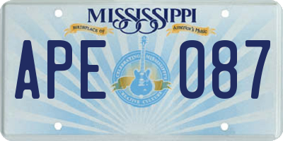 MS license plate APE087