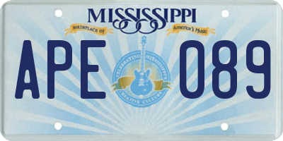 MS license plate APE089