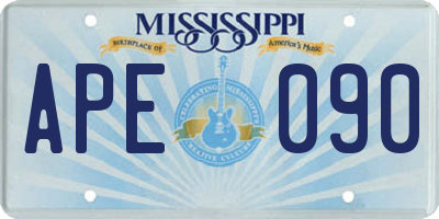 MS license plate APE090