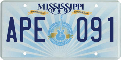 MS license plate APE091