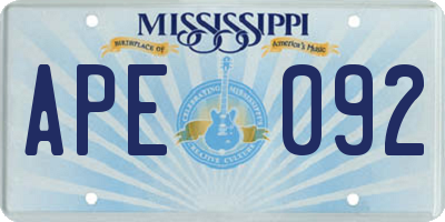 MS license plate APE092