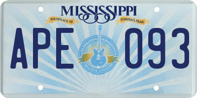 MS license plate APE093
