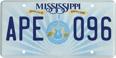 MS license plate APE096