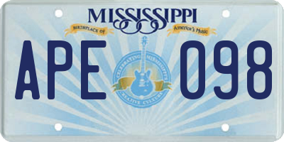 MS license plate APE098