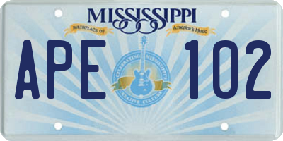 MS license plate APE102