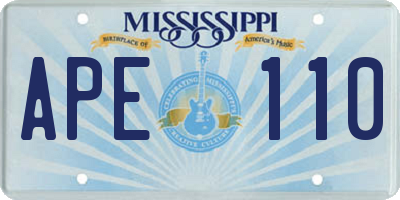 MS license plate APE110