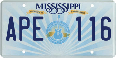 MS license plate APE116