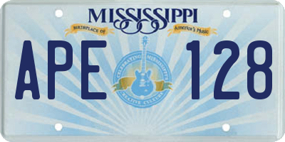 MS license plate APE128