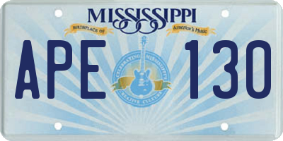 MS license plate APE130