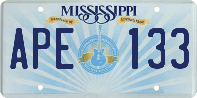 MS license plate APE133