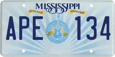 MS license plate APE134