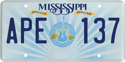 MS license plate APE137