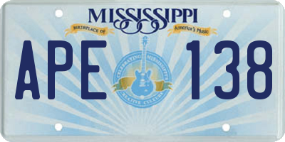 MS license plate APE138