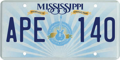 MS license plate APE140