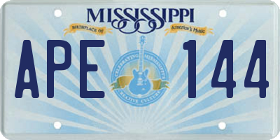 MS license plate APE144