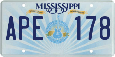 MS license plate APE178