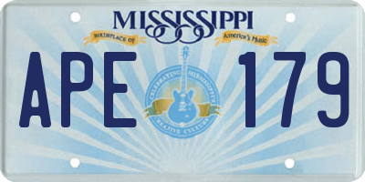MS license plate APE179