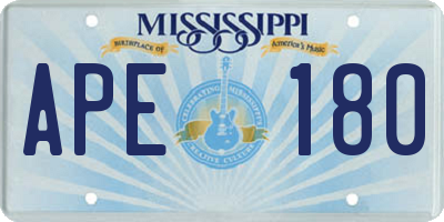 MS license plate APE180