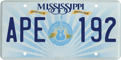 MS license plate APE192