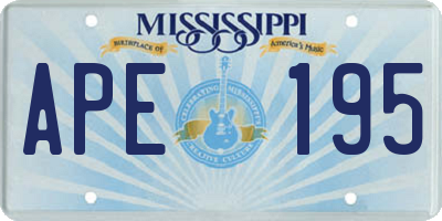 MS license plate APE195