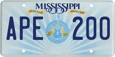 MS license plate APE200