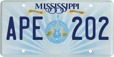 MS license plate APE202