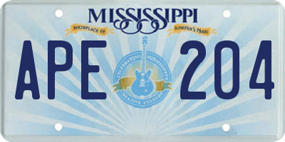 MS license plate APE204