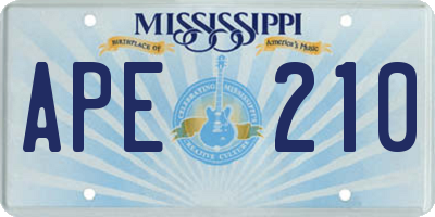 MS license plate APE210