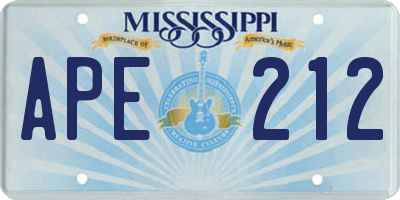 MS license plate APE212
