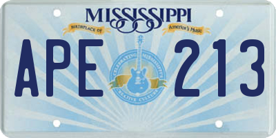 MS license plate APE213