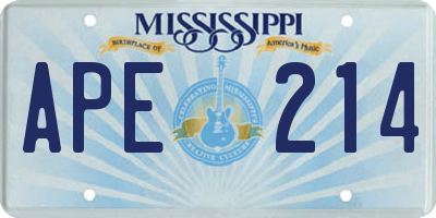 MS license plate APE214
