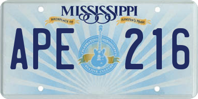 MS license plate APE216