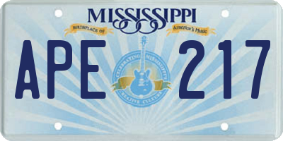 MS license plate APE217