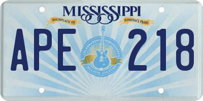 MS license plate APE218