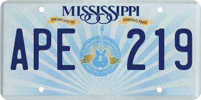 MS license plate APE219