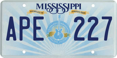 MS license plate APE227