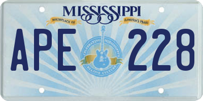 MS license plate APE228