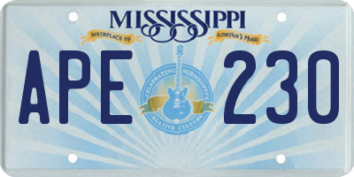 MS license plate APE230