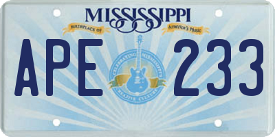 MS license plate APE233