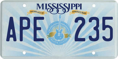 MS license plate APE235
